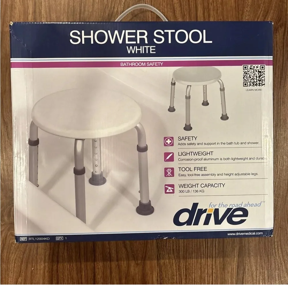 {Drive Medical} RTL12004KD Handicap Bathroom Stool, White - Picture 3 of 7